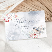 冬の雪の塵の青い赤ん感謝してい坊のシャワーあなた カード