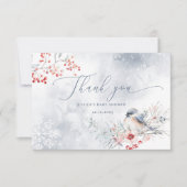 冬の雪の塵の青い赤ん感謝してい坊のシャワーあなた カード (正面)