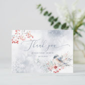 冬の雪の塵の青い赤ん感謝してい坊のシャワーあなた カード (スタンド正面)