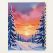 冬の雪の夕焼け | パステル水彩画 プランナー手帳 (裏面)