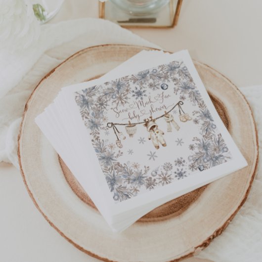 冬の雪の多くのおもしろい赤ちゃんシャワー スタンダードカクテルナプキン