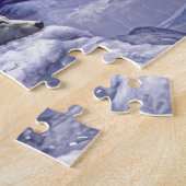 冬の雪の夜に灰色の狼 ジグソーパズル (側面)