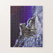 冬の雪の夜に灰色の狼 ジグソーパズル (縦)