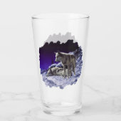 冬の雪の夜に灰色の狼 タンブラーグラス (裏面)