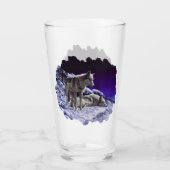 冬の雪の夜に灰色の狼 タンブラーグラス (正面)