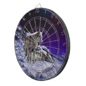 冬の雪の夜に灰色の狼 ダーツボード (正面右)