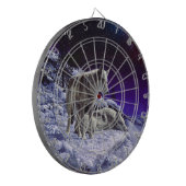 冬の雪の夜に灰色の狼 ダーツボード (正面左)