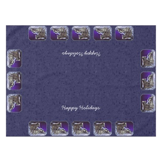 冬の雪の夜に灰色の狼 テーブルクロス (正面(横))