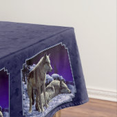 冬の雪の夜に灰色の狼 テーブルクロス (インサイチュ)