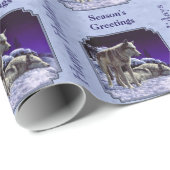 冬の雪の夜に灰色の狼 ラッピングペーパー (ロールコーナー)