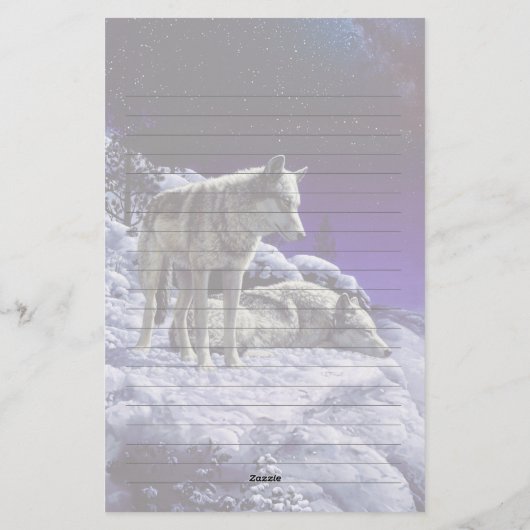 冬の雪の夜に灰色の狼 便箋 (裏面)