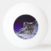 冬の雪の夜に灰色の狼 卓球ボール (裏面)