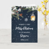 冬の雪の夜のステップソンメリークリスマス カード (黄色い花)