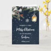 冬の雪の夜ゴッドソンメリークリスマス カード (黄色い花)