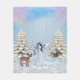 冬の雪の天使場面フリースブランケット フリースブランケット