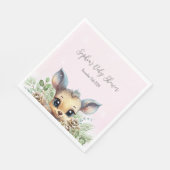 冬の雪の寒さピンクの赤ちゃんシャワーディアー スタンダードランチョンナプキン (角)