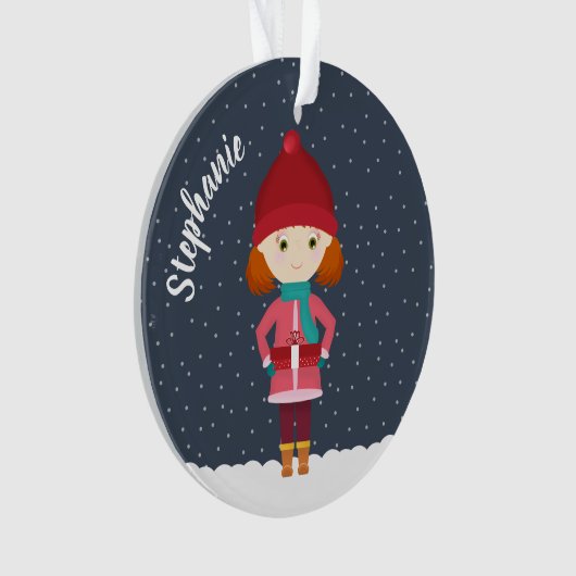 冬の雪の少女 オーナメント (正面)
