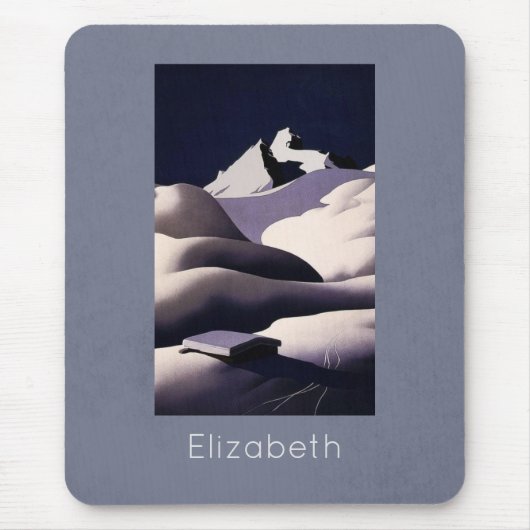 冬の雪の山と丘 マウスパッド (正面)