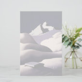 冬の雪の山と丘 便箋 (スタンド正面)