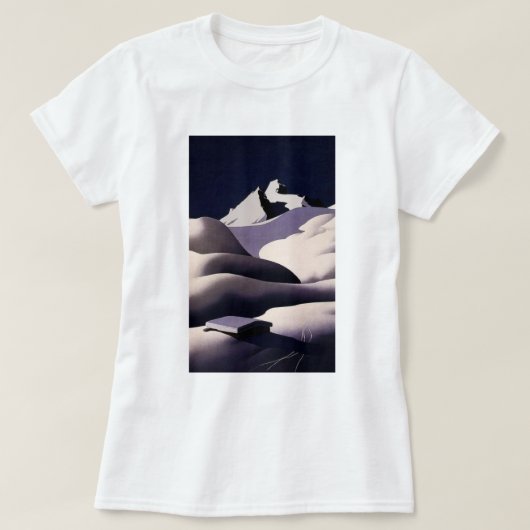 冬の雪の山と丘 Tシャツ (デザイン正面)