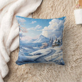 冬の雪の山のキャビン2イメー違うジ クッション (ブランケット)