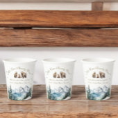 冬の雪の山のベアドベンチャーベビーシャワー 紙コップ