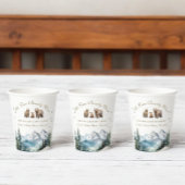 冬の雪の山のベアドベンチャーベビーシャワー 紙コップ