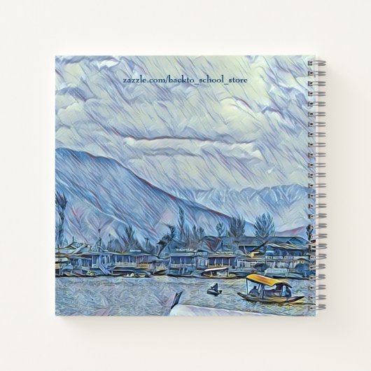 冬の雪の山のボートセーリングレイク初年 ノートブック (裏面)