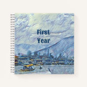 冬の雪の山のボートセーリングレイク初年 ノートブック (正面)