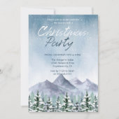 冬の雪の山の森のクリスマスパーティー 招待状 (正面)