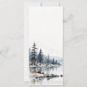冬の雪の山の湖の風景結婚のメニュー 招待状 (裏面)