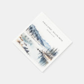 冬の雪の山の湖の風景結婚ズ スタンダードカクテルナプキン (角)