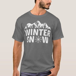 冬の雪の山の範囲の雪のピークスノーフレークロー Tシャツ