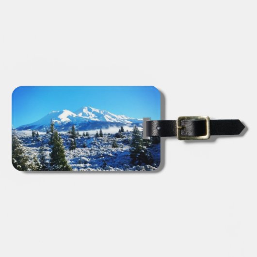冬の雪の山シャスタ, CA ラゲッジタグ (正面横)