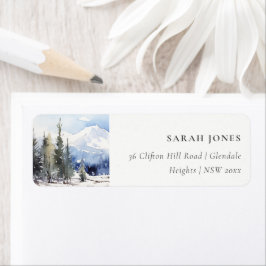 冬の雪の山スキー風景のアドレス ラベル