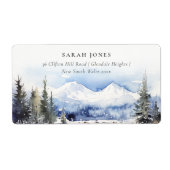 冬の雪の山スキー風景のアドレス ラベル (正面)