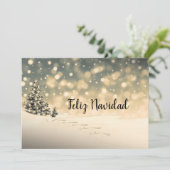 冬の雪の常緑樹フェリーズNavidadカード シーズンカード (スタンド正面)