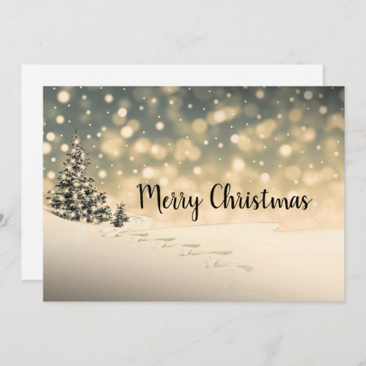 冬の雪の常緑樹メリークリスマスカード シーズンカード (正面/裏面)