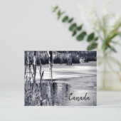 冬の雪の影白黒カナダお土産 ポストカード (スタンド正面)