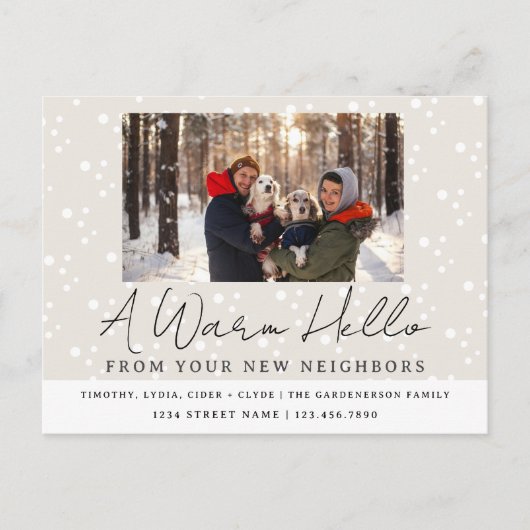 冬の雪の新しい隣人の写真 ポストカード (正面)