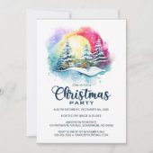 冬の雪の木々とクリスマス パーティー 招待状 (正面)