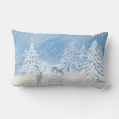 冬の雪の木が白いクリスマスを夢見る ランバークッション (裏面)