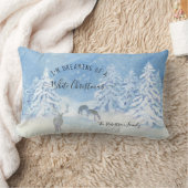 冬の雪の木が白いクリスマスを夢見る ランバークッション (ブランケット)