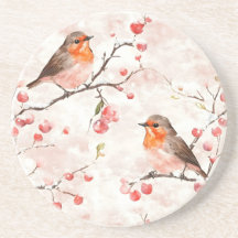 冬の雪の木と果実の水色フィンチ