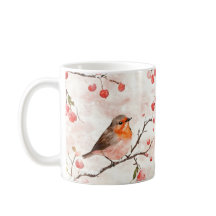 冬の雪の木と果実の水色フィンチ