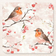 冬の雪の木と果実の水色フィンチ