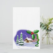 冬の雪の木によってはクリスマスの平和運命が家へ帰ります 便箋 (スタンド正面)