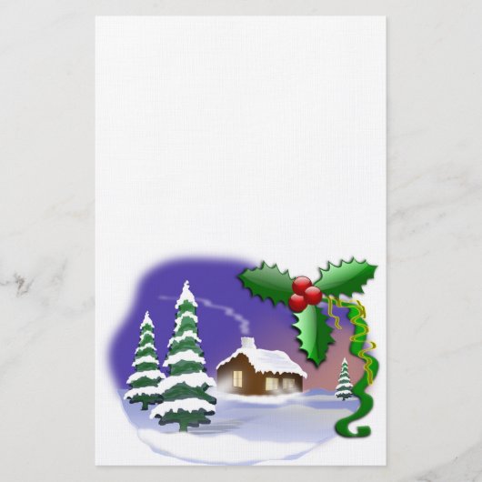 冬の雪の木によってはクリスマスの平和運命が家へ帰ります 便箋 (正面)