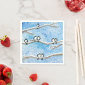 冬の雪の木の枝のシジュウカラ ギフトに スタンダードカクテルナプキン (インサイチュ)