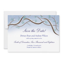 冬の雪の木の枝 Save the Date カード